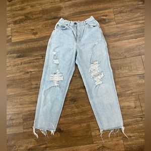 LEE Vintage Stonewashed Distressed Lee Mom Jeans, Vintage Light 90s Jeans LEE